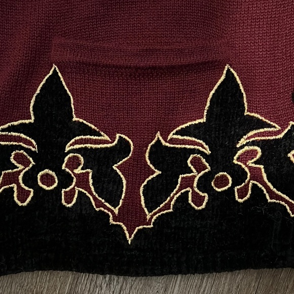 ☀Theomiles wool blend Cardigan Sweater Fleur de Lis Size M - Picture 3 of 12